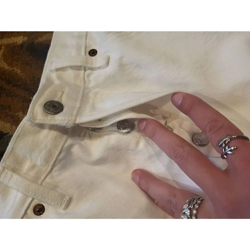 Levi's Jeans Women's 29 White Original 501 Button Fly High Rise Destructed